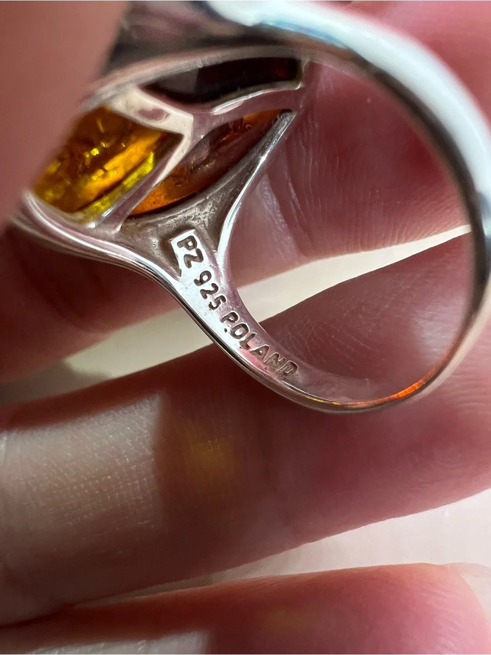 Sterling Silver Amber Statement Ring - Honey & Cognac Amber